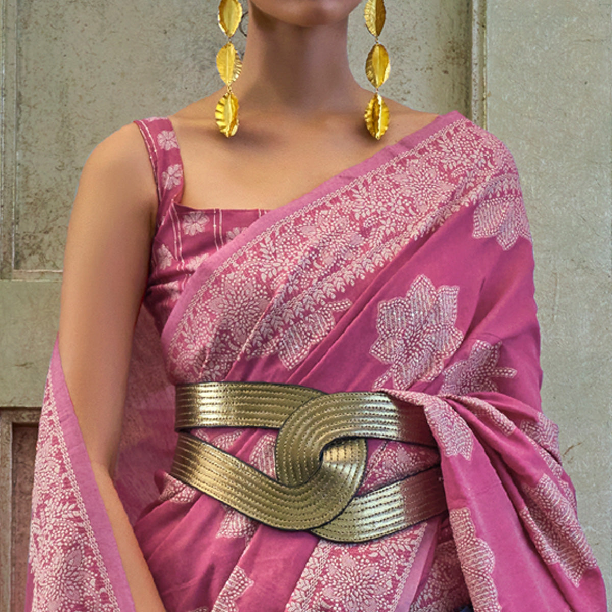 Mauve Lucknowi & Sequins Embroidered Art Silk Saree