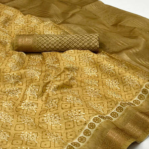 Chikoo Floral Digital Printed Pure Cotton Saree