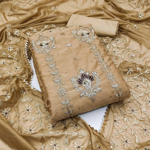 Chikoo Sequins Embroidered Modal Dress Material