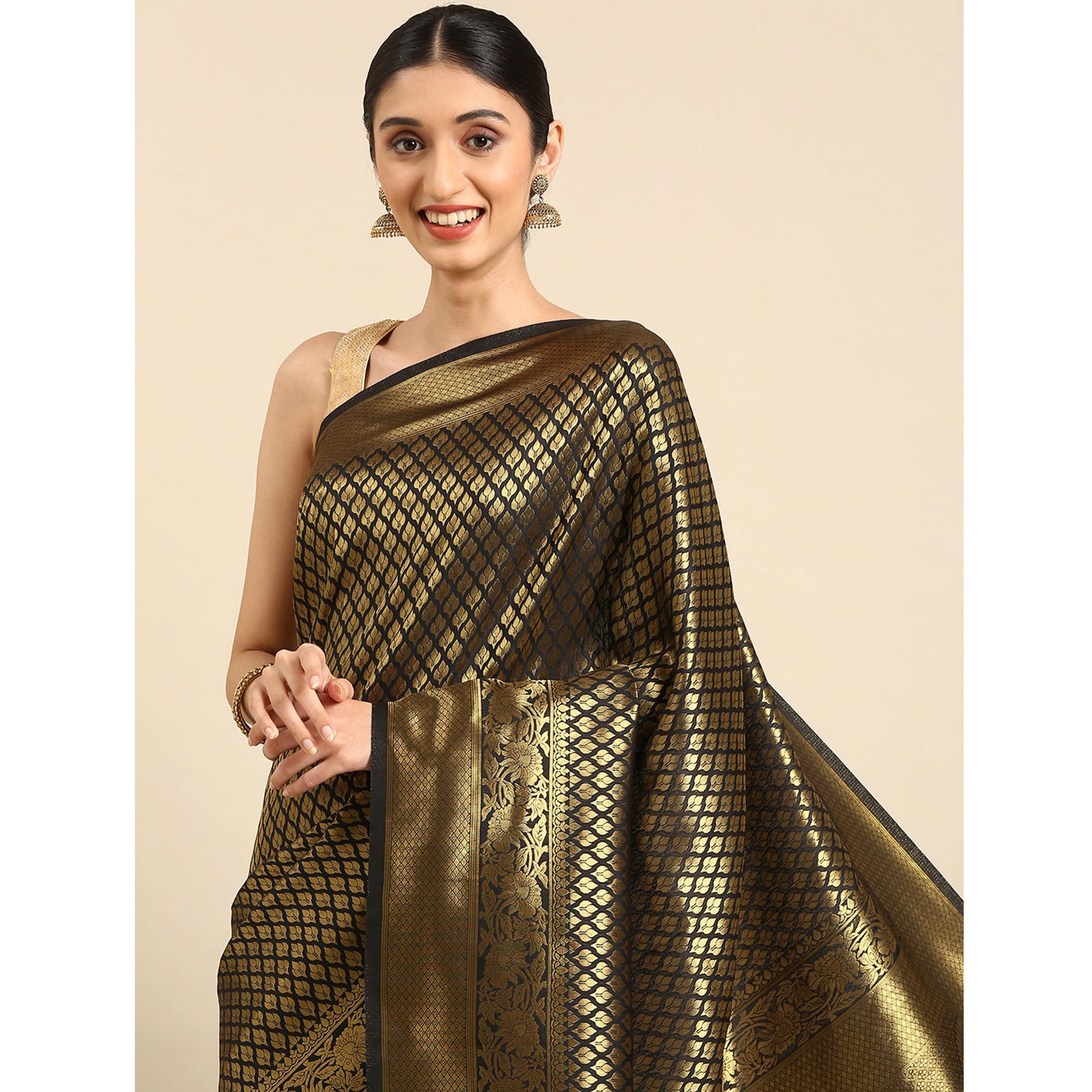 Black Woven Kanjivaram Silk Saree