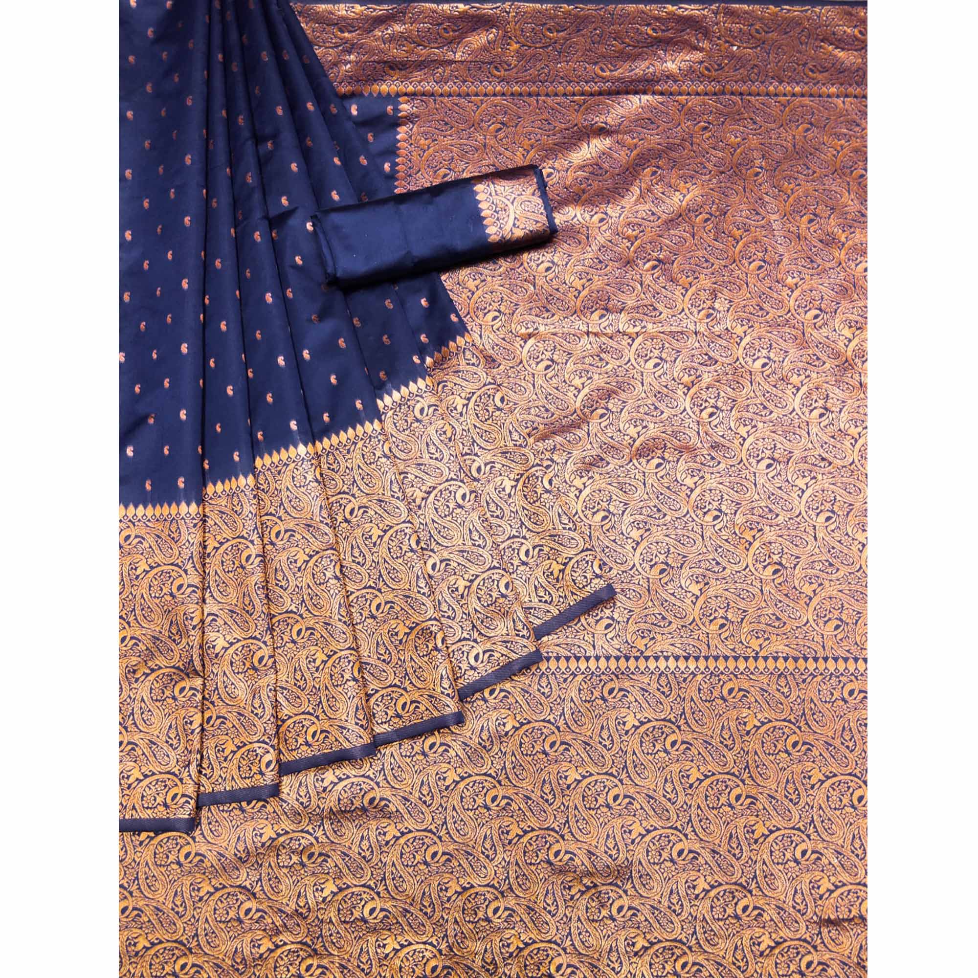 Blue Woven Banarasi Silk Saree