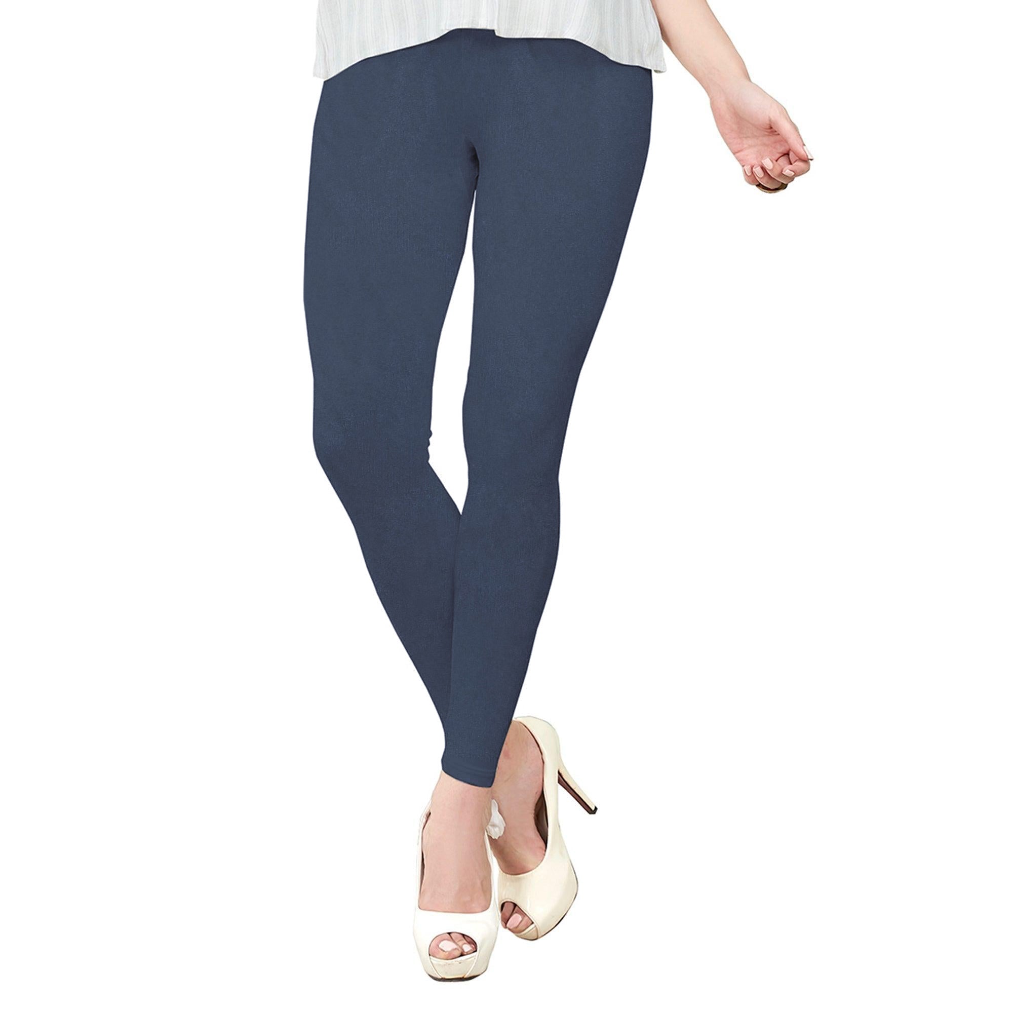 Navy Blue Pure Cotton Ankle Length Leggings