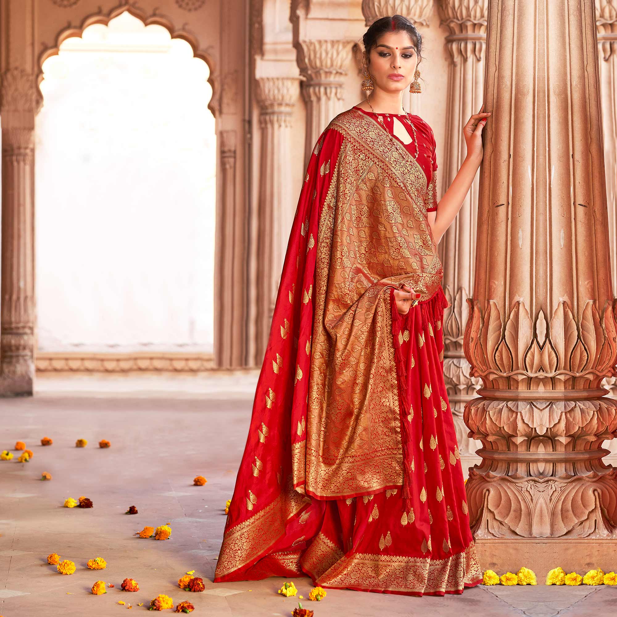 Red Woven Pure Silk Saree