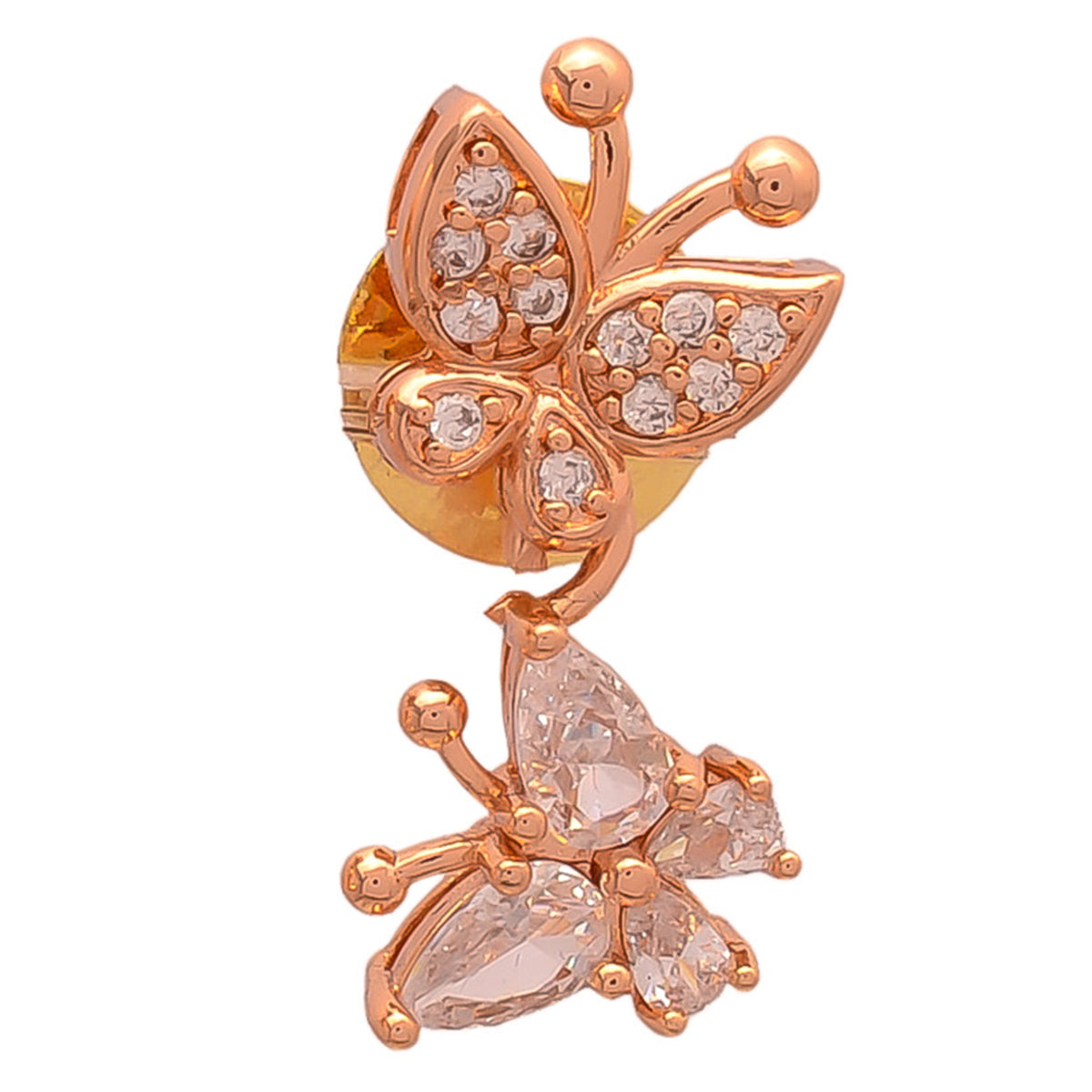 Rose Gold Polish Butterfly Design Earrings Pair
