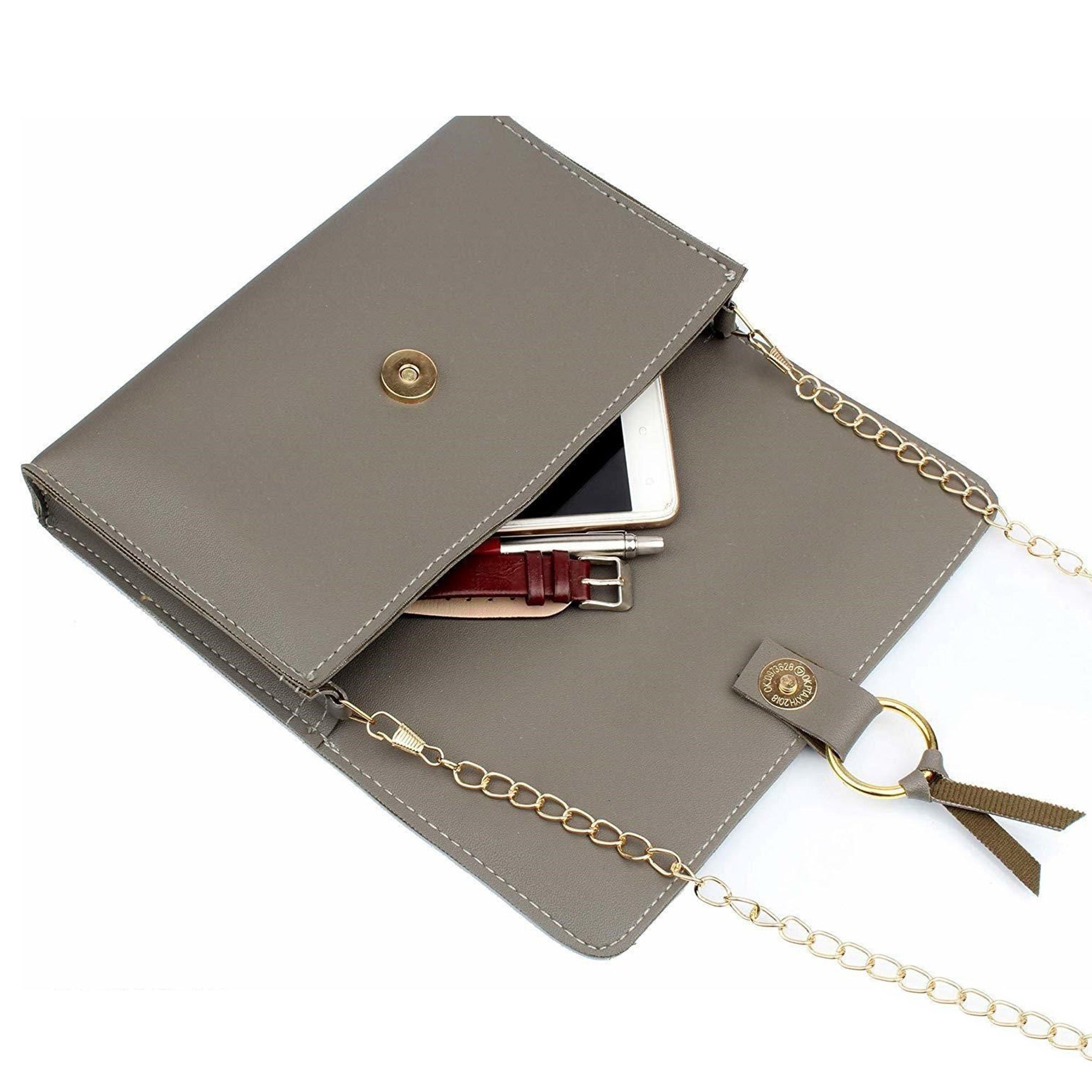 TMN - Women Grey Vegan Leather Handbag (Pack of 3)