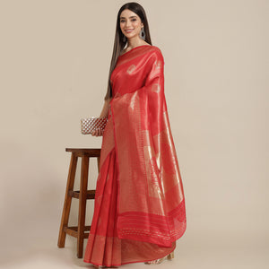 Red Woven Banarasi Silk Saree