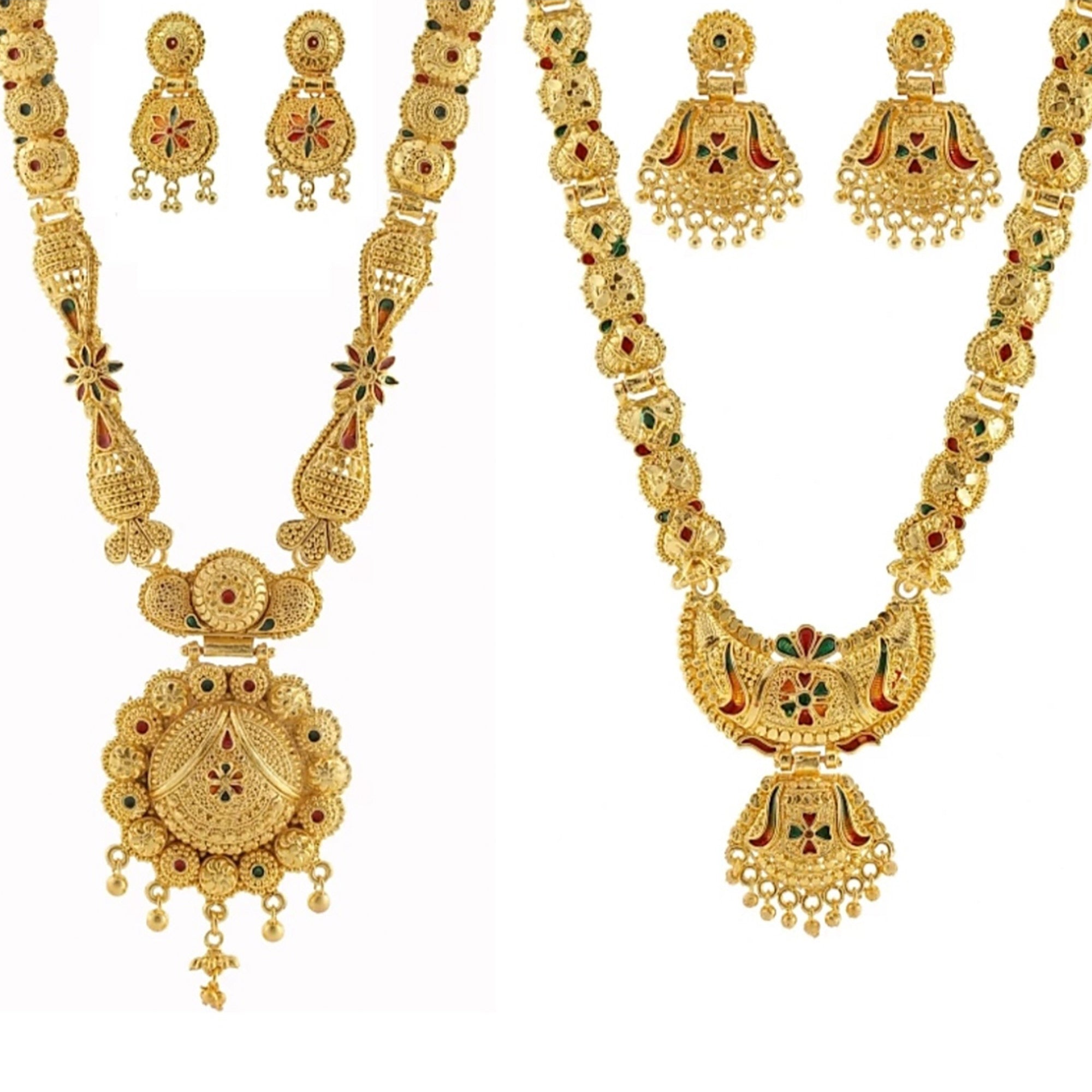 Gold Plated Short and Long Alloy Jewellery Combo Set