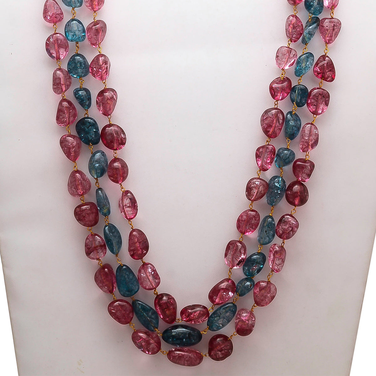 Red And Blue Un-Shaped Stones Mala