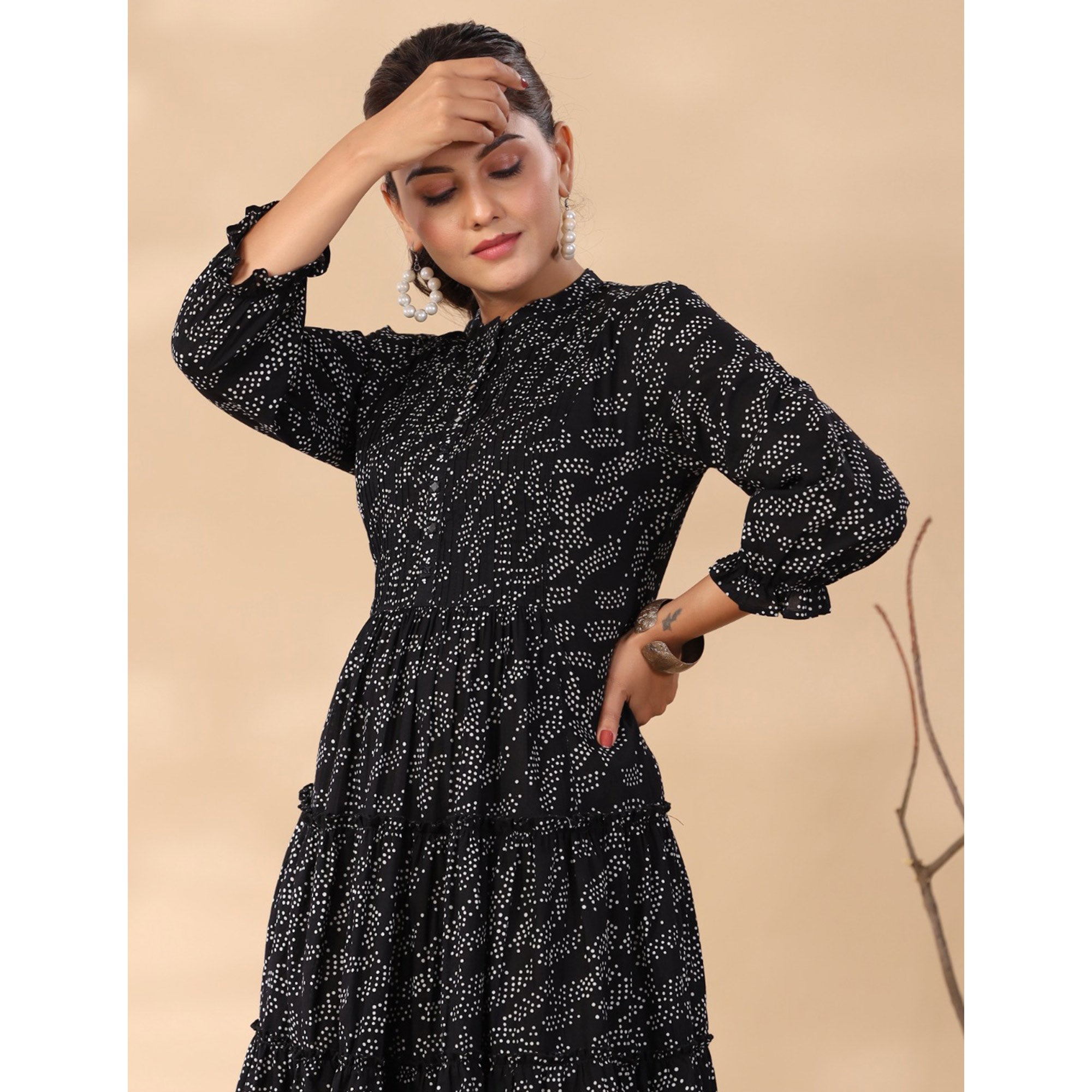 Black Printed Pure Cotton Dress