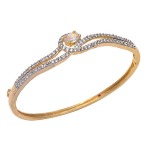 Gold Polish American Diamond Sleek Bracelet