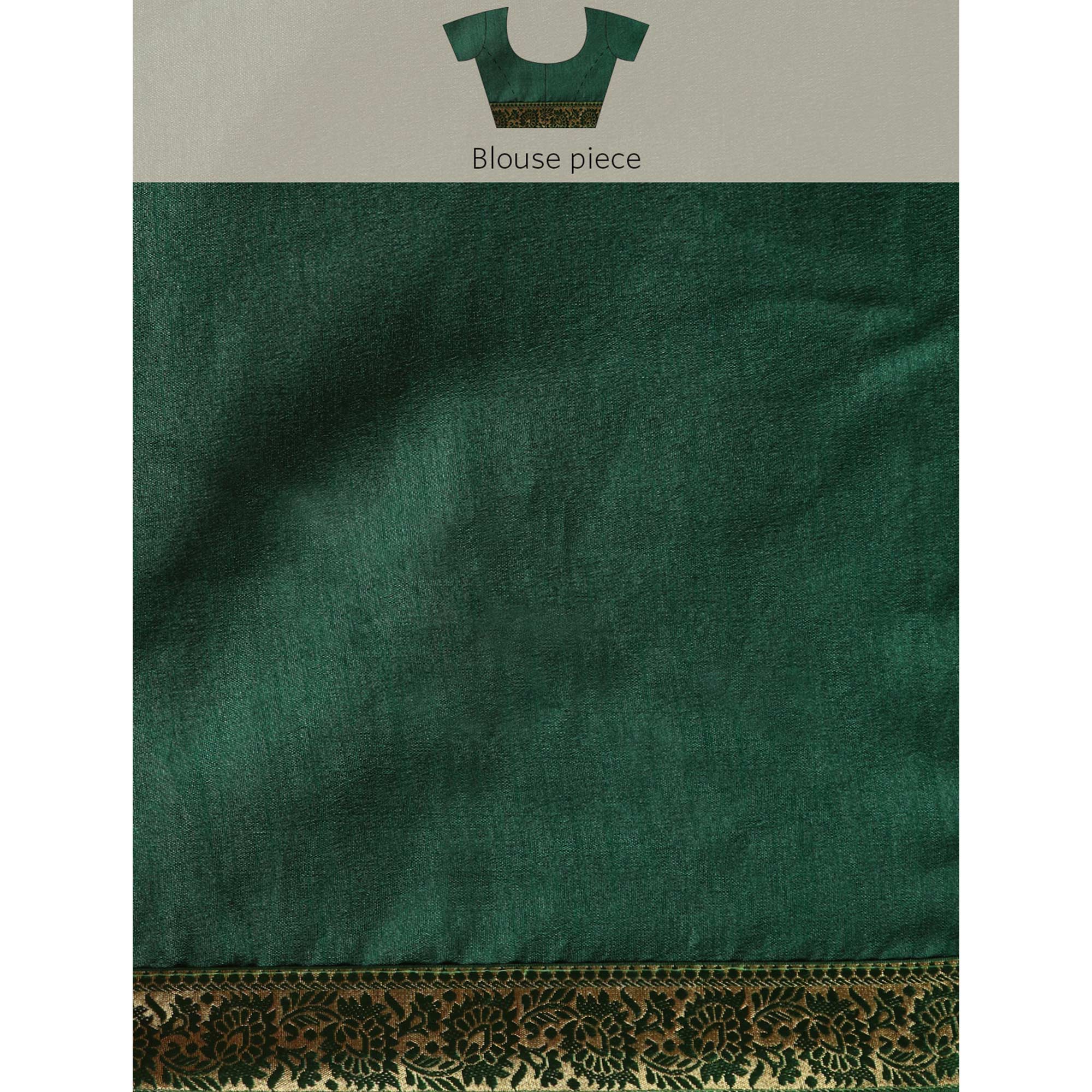 Green Swaroski Work Vichitra Silk Saree