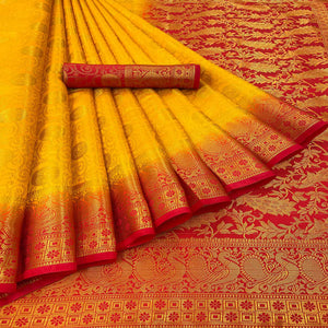 Yellow Woven Banarasi Silk Saree