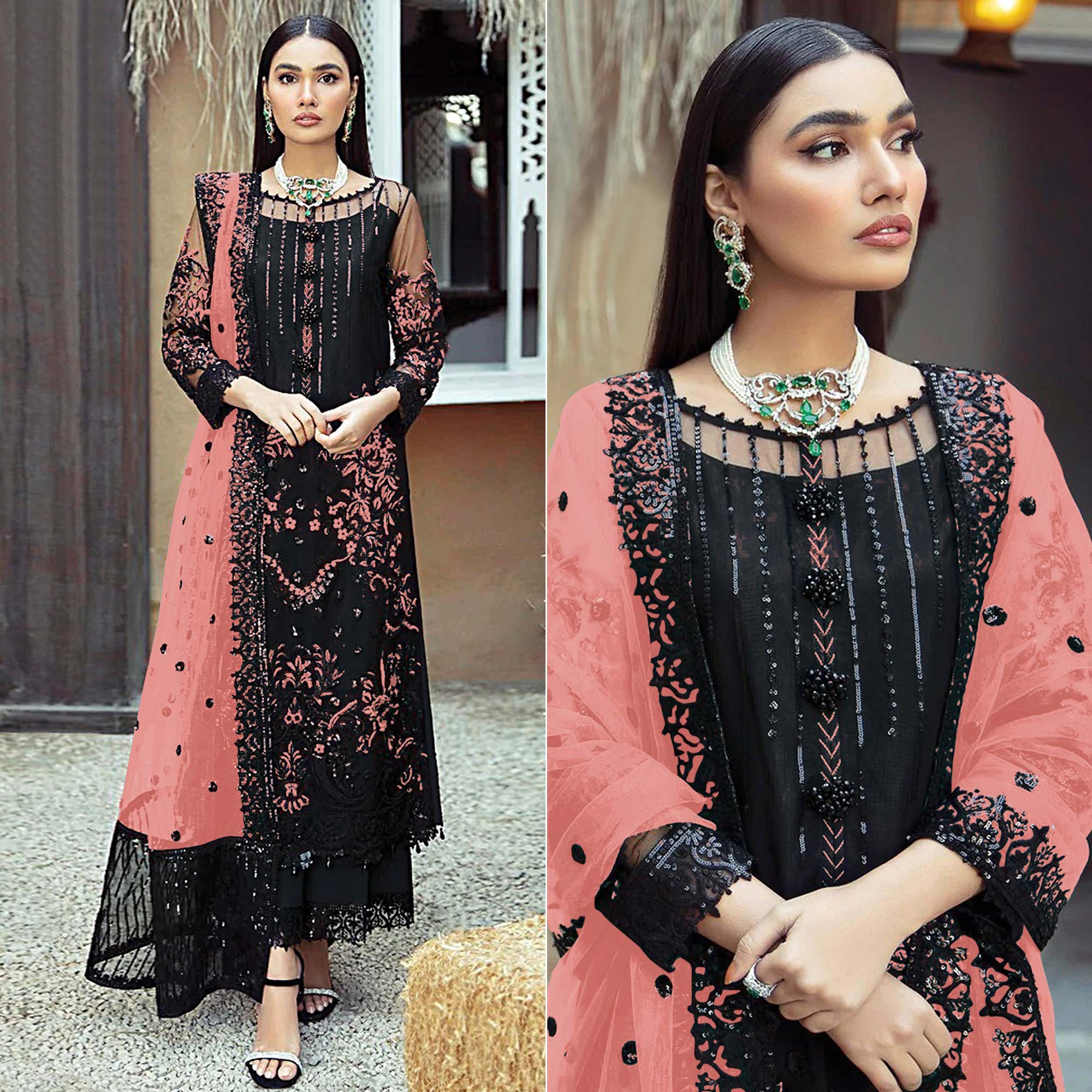 Buy GABA Creations Pakistani Semi Stitched Pure Georgette Suit Set