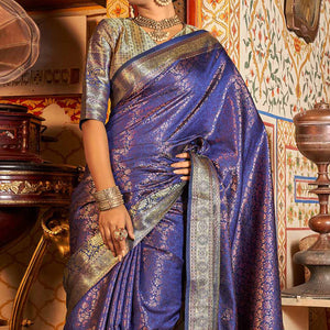 Violet Woven Kanjivaran Silk Saree