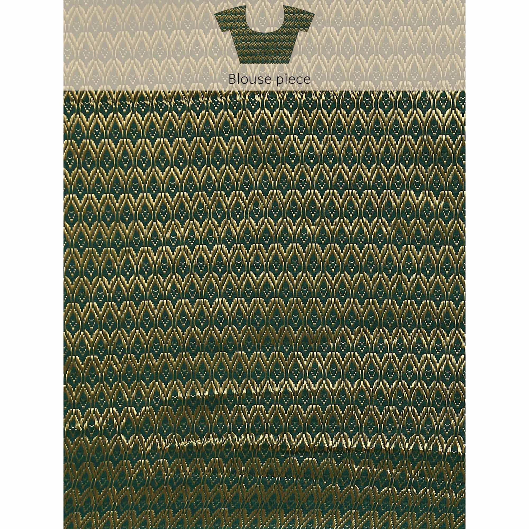 Green Floral Foil Printed Shimmer Saree