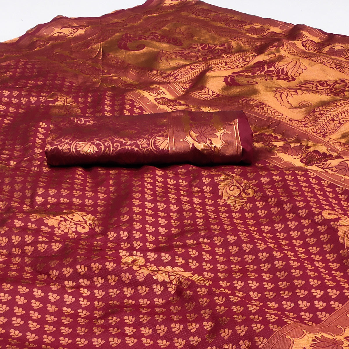 Maroon Woven Banarasi Silk Saree