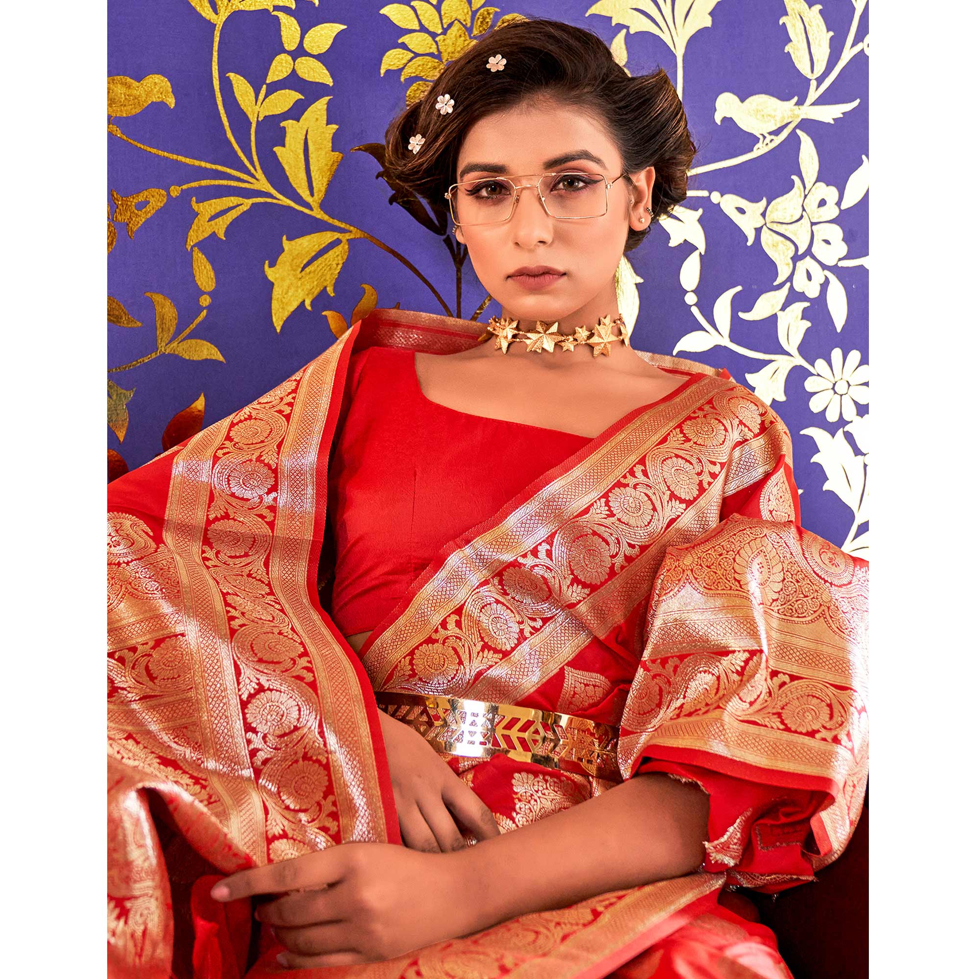 Red Woven Pure Silk Saree