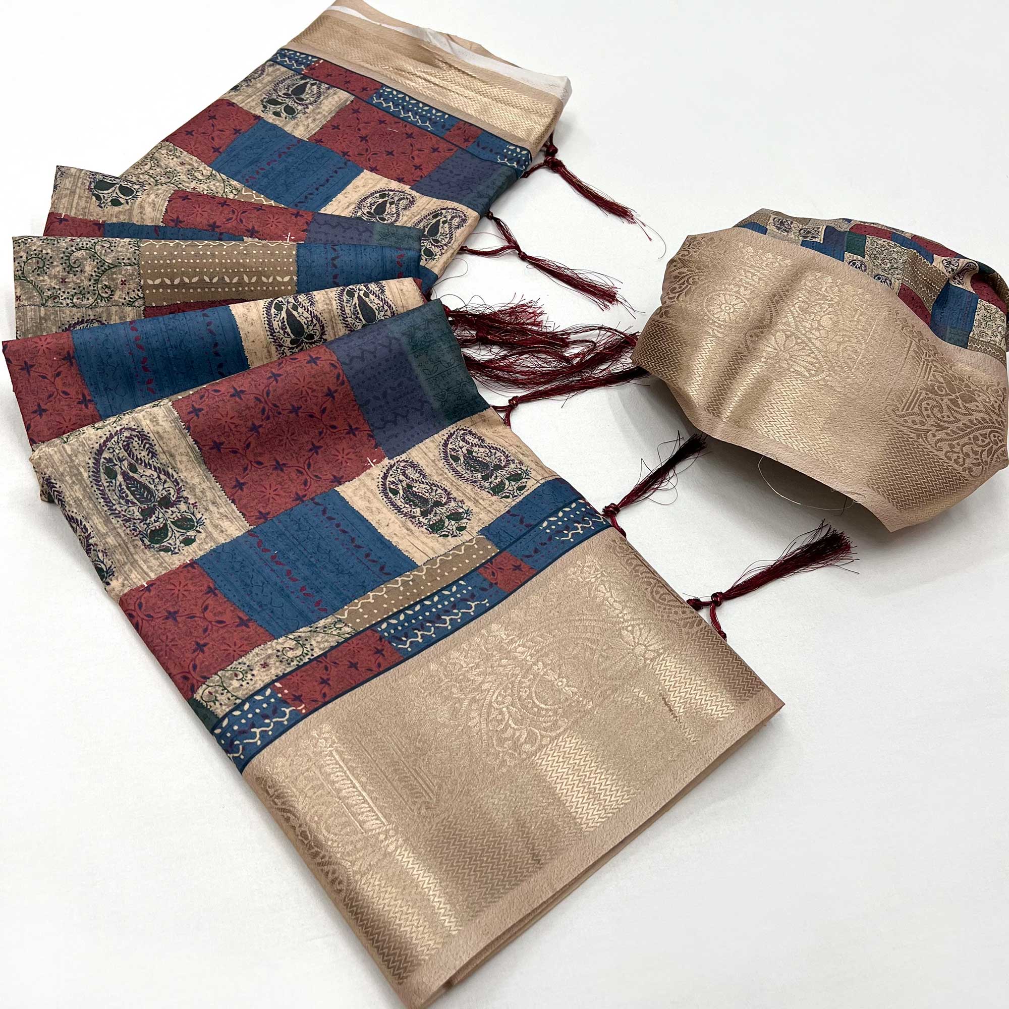 Multicolor Floral Digital Printed Pure Cotton Saree