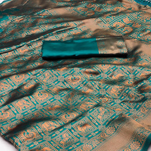 Morpich Woven Jacquard Saree With Tassels