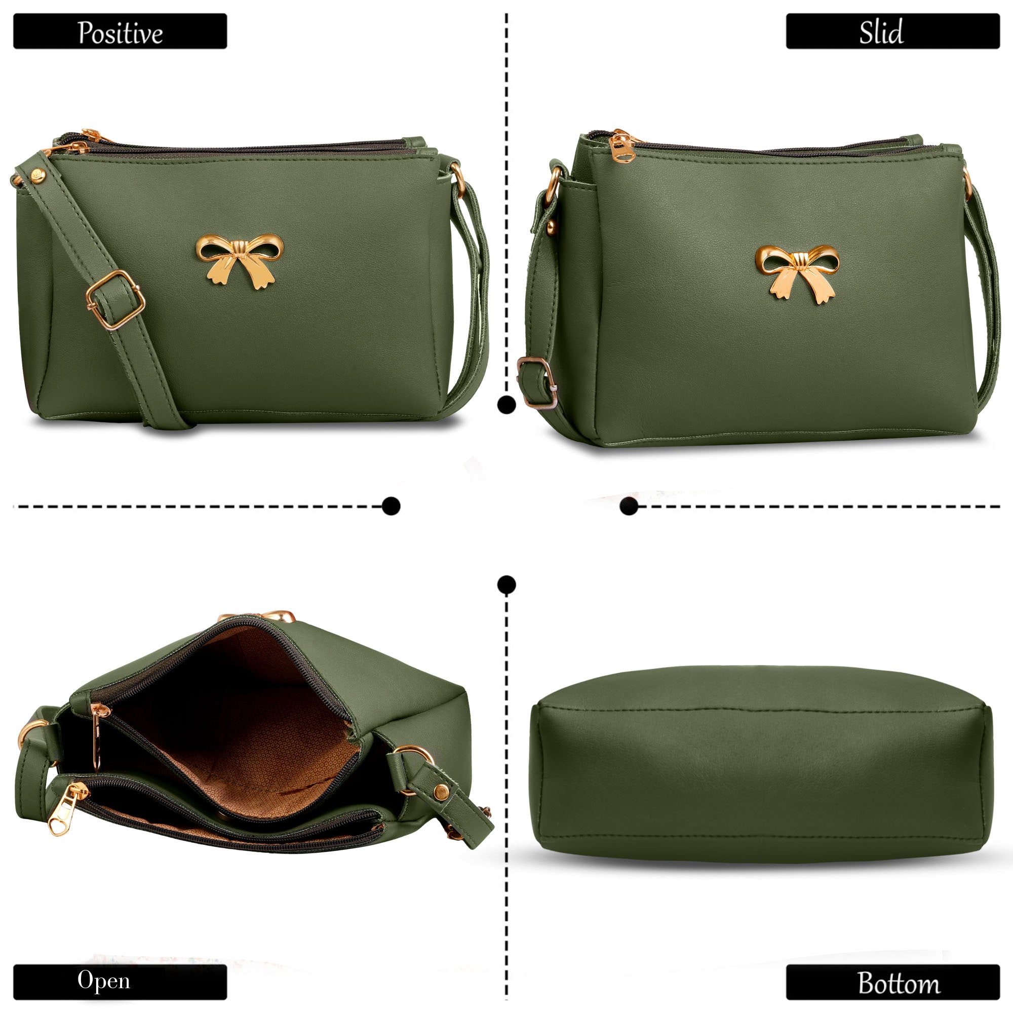 TMN - Women Green Vegan Leather Sling Bag