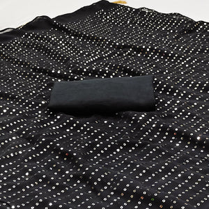 Black Sequins Embroidered Georgette Saree
