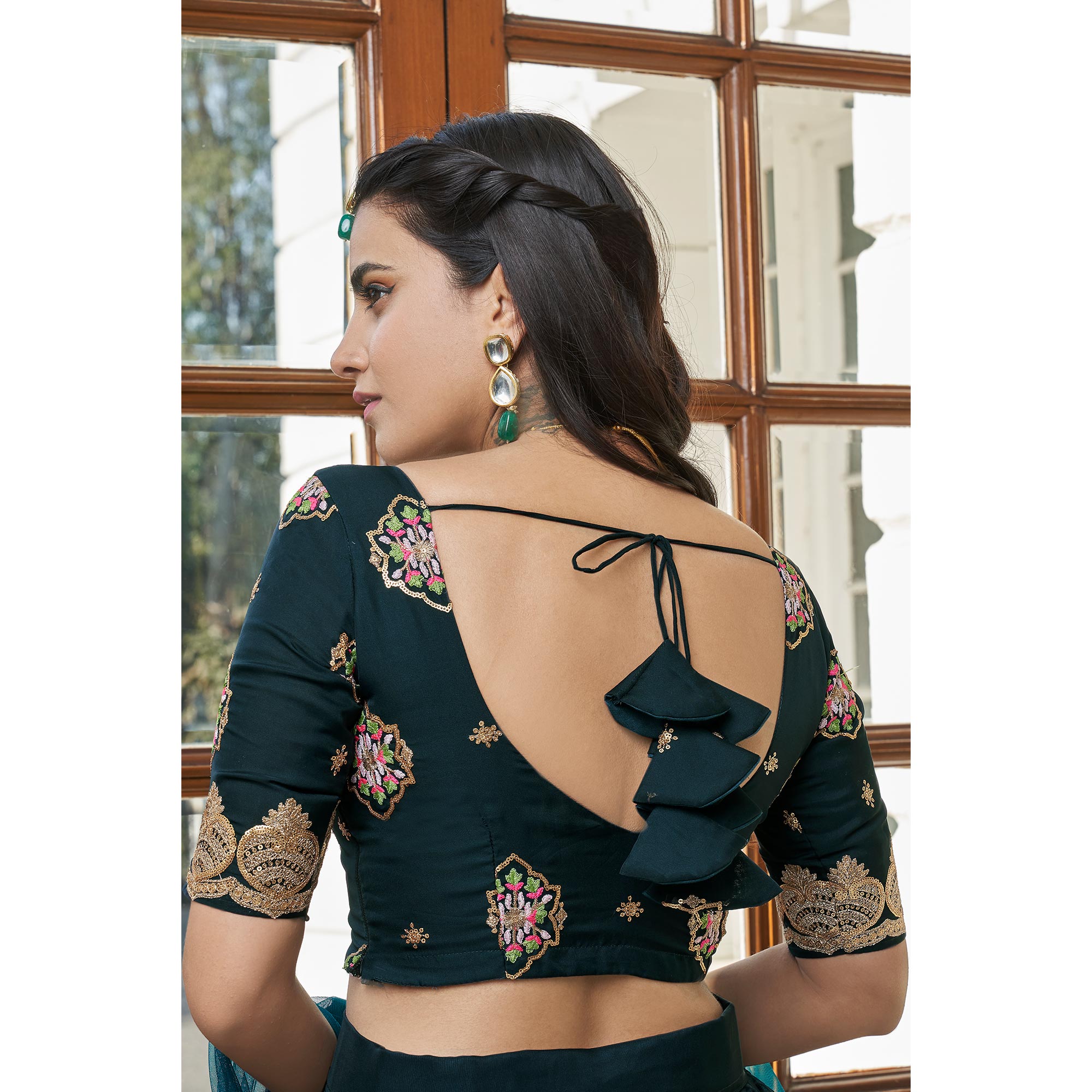 Morpich Sequins Embroidered Organza Lehenga Choli
