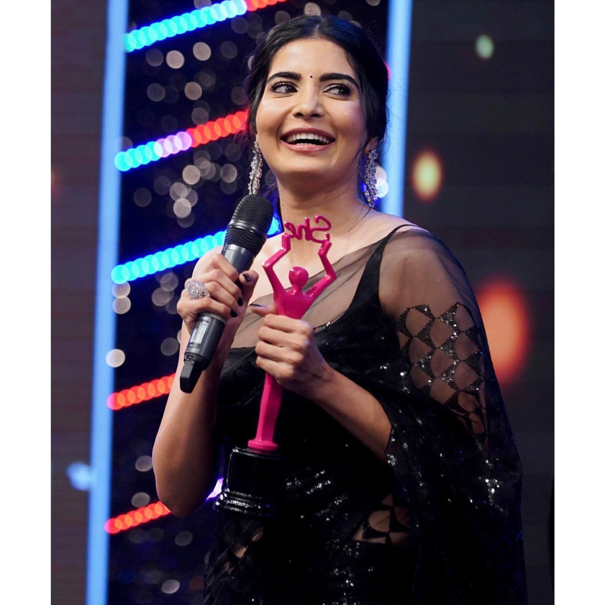 Black Sequins Embroidered Net Saree