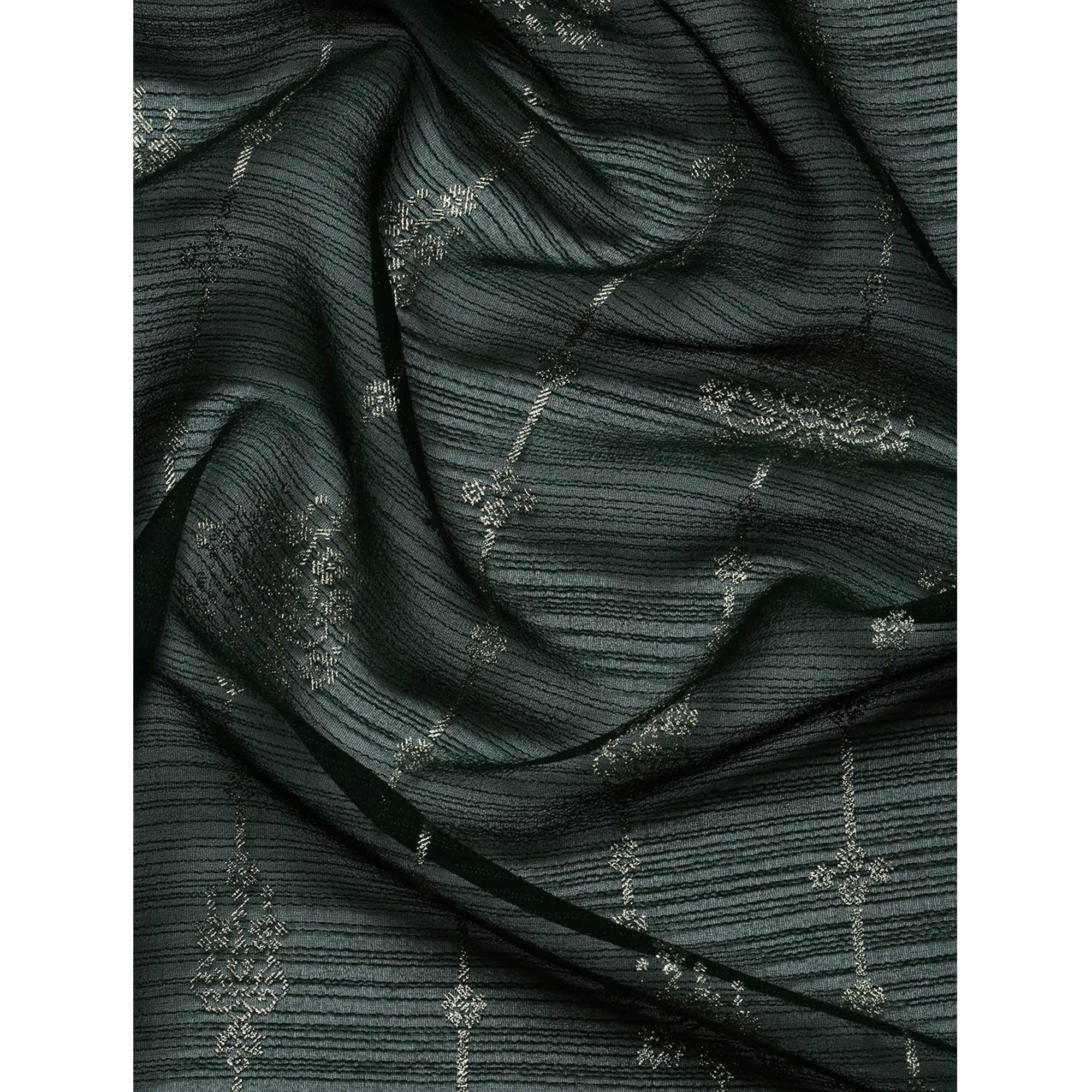 Green Foil Printed With Fancy Border Zomato Silk Saree