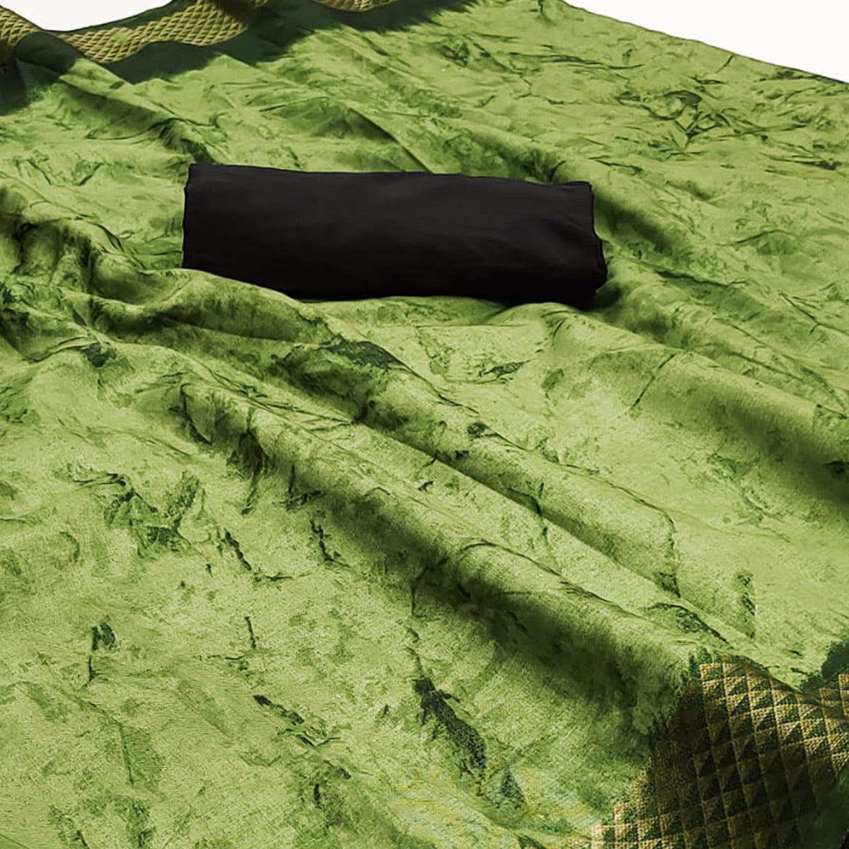 Green Printed Art Silk Saree