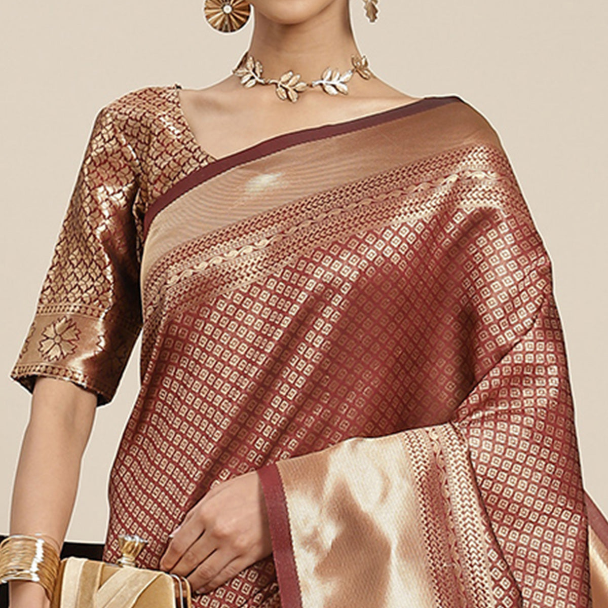 Maroon Woven Banarasi Silk Saree