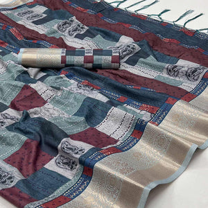 Multicolor Floral Digital Printed Pure Cotton Saree