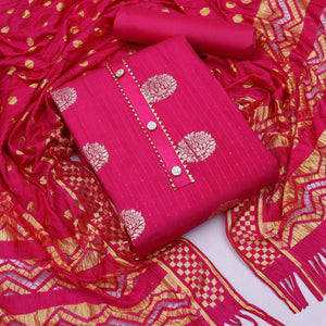 Pink Woven With Sequins Work Modal Dress Material