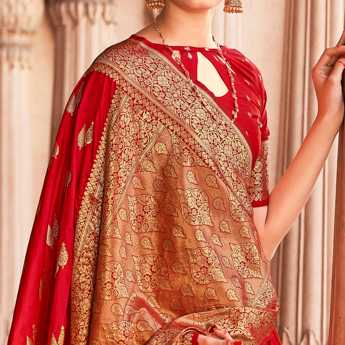 Red Woven Pure Silk Saree