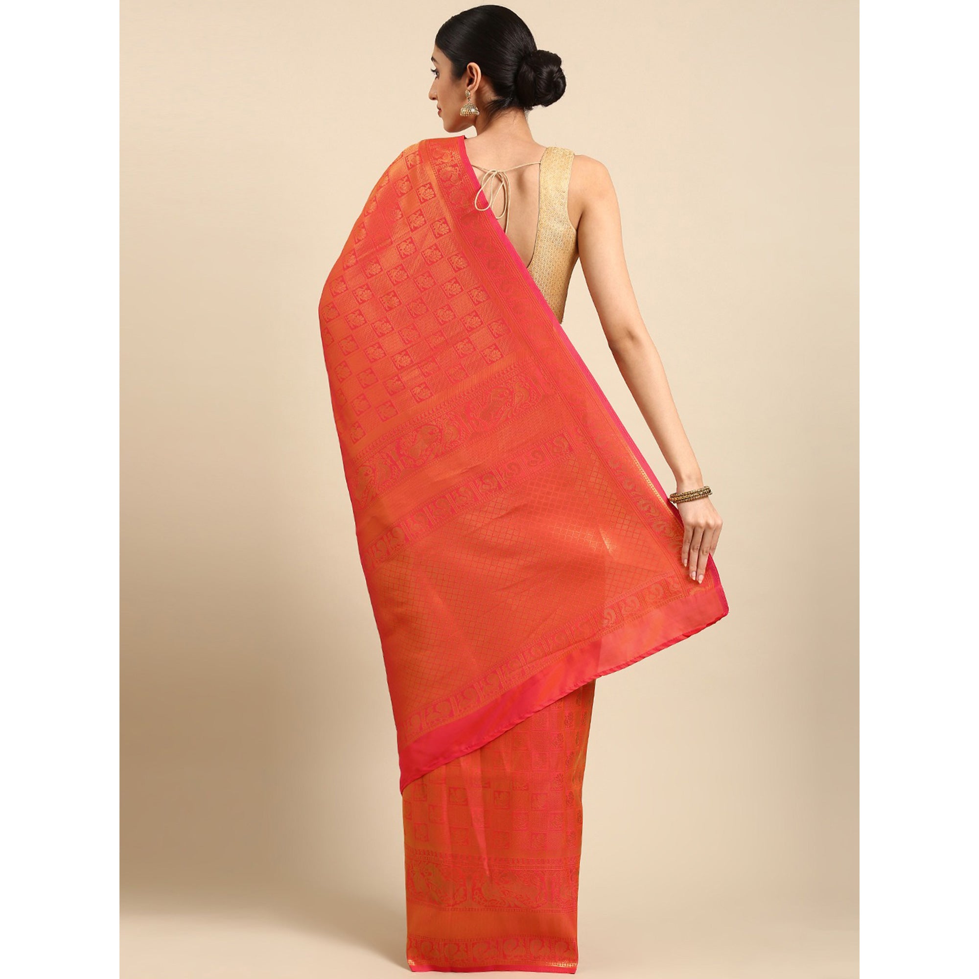 Orange Woven Kanjivaram Silk Saree
