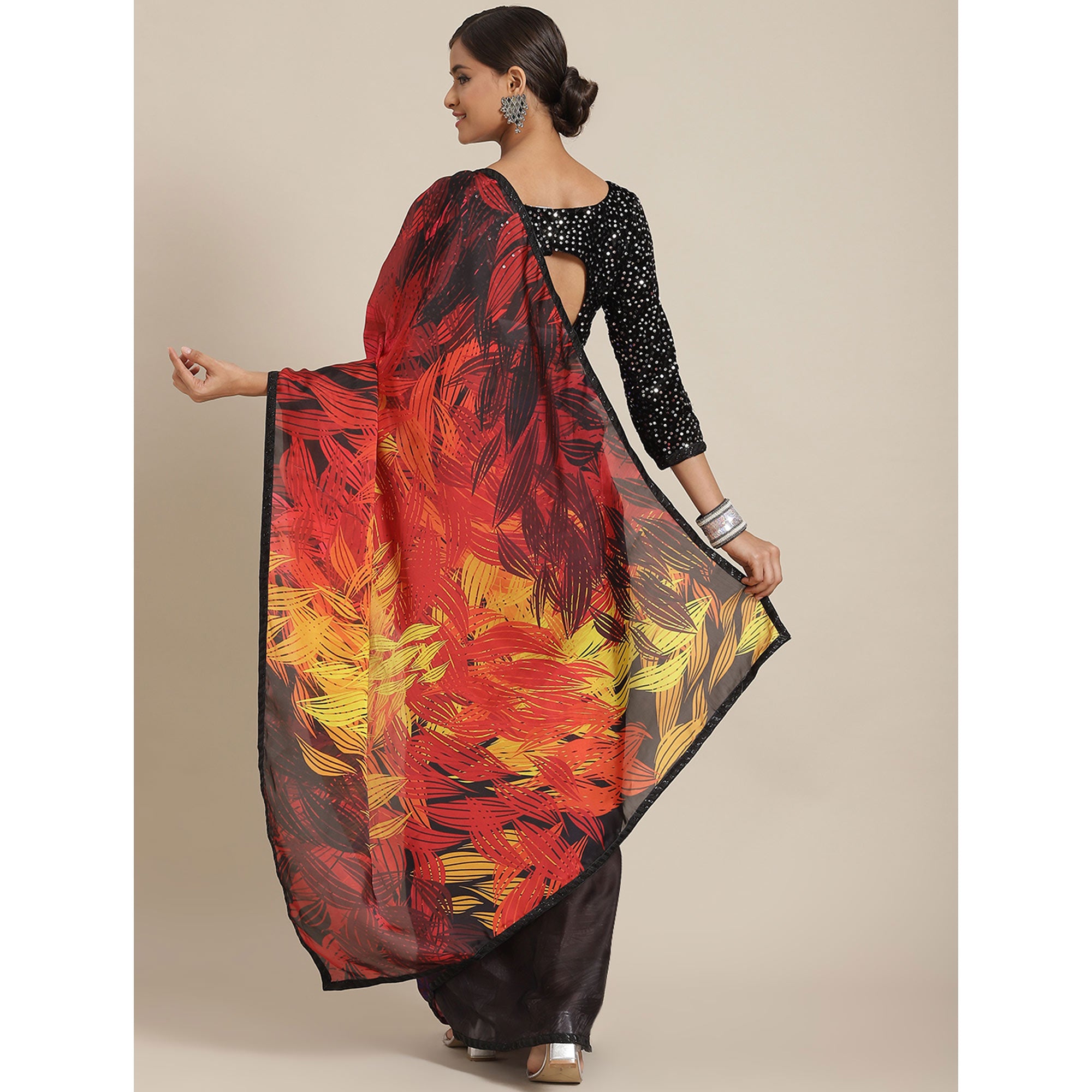 Multicolored Printed Art Silk Saree