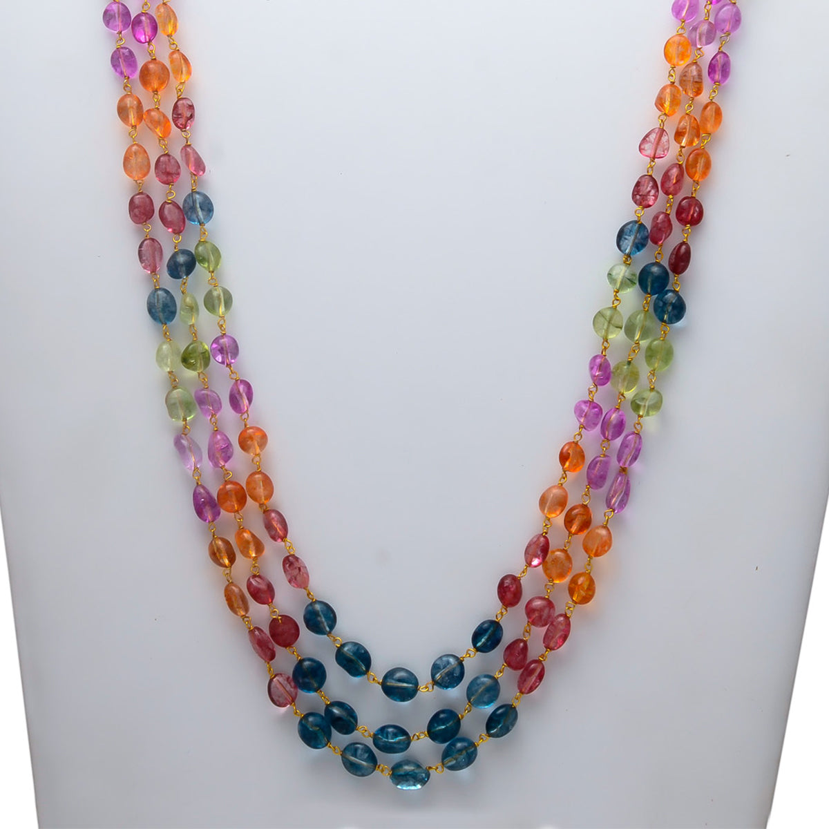 Multicolor Stone Three Line Mala