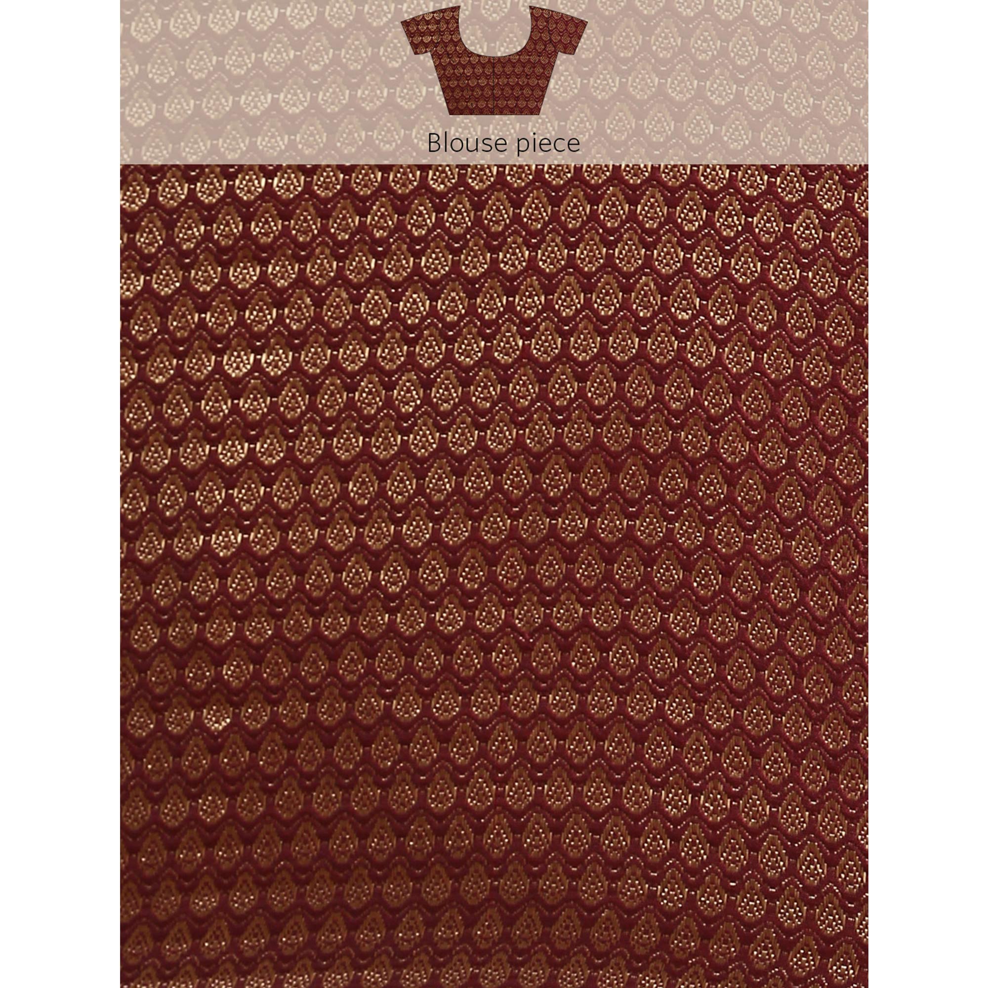 Maroon Foil Printed With Fancy Border Chiffon Saree