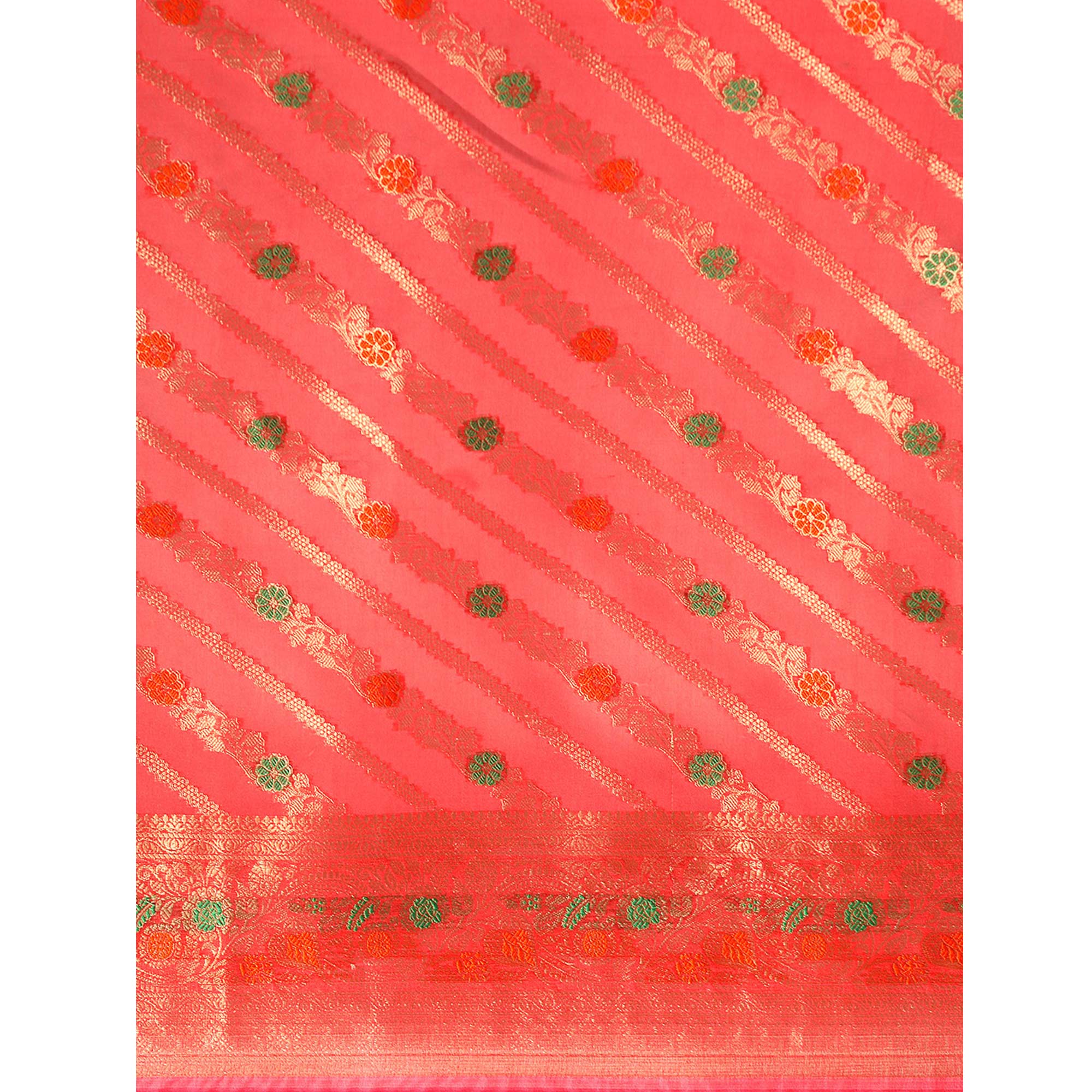 Pink Floral Woven Organza Silk Saree
