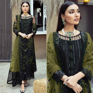 Black Floral Sequins Embroidered Georgette Pakistani Suit
