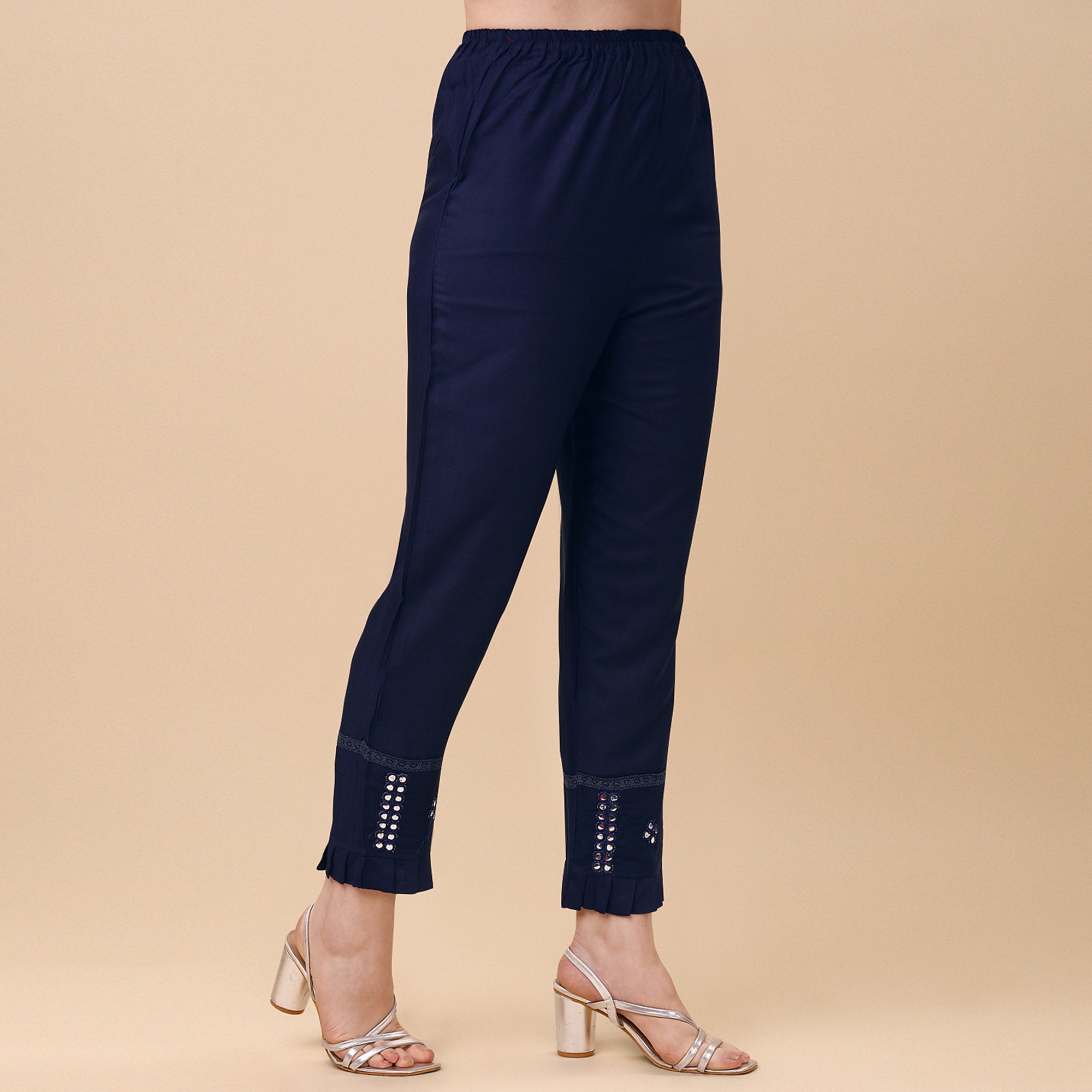 Navy Blue Embroidered Rayon Salwar Suit