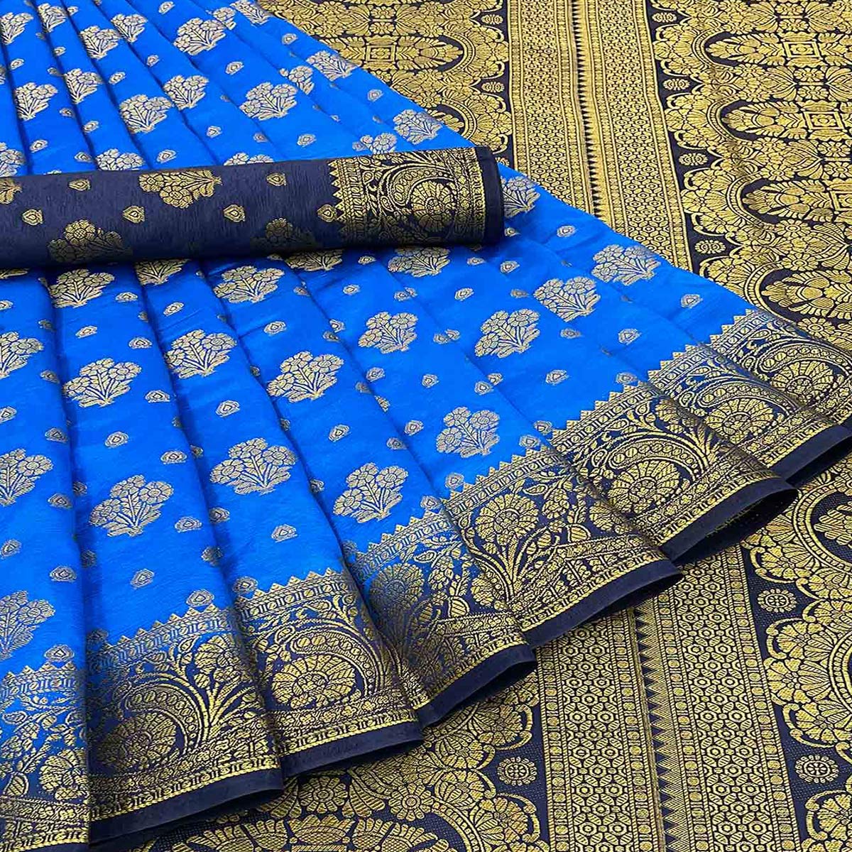 Blue Woven Banarasi Silk Saree