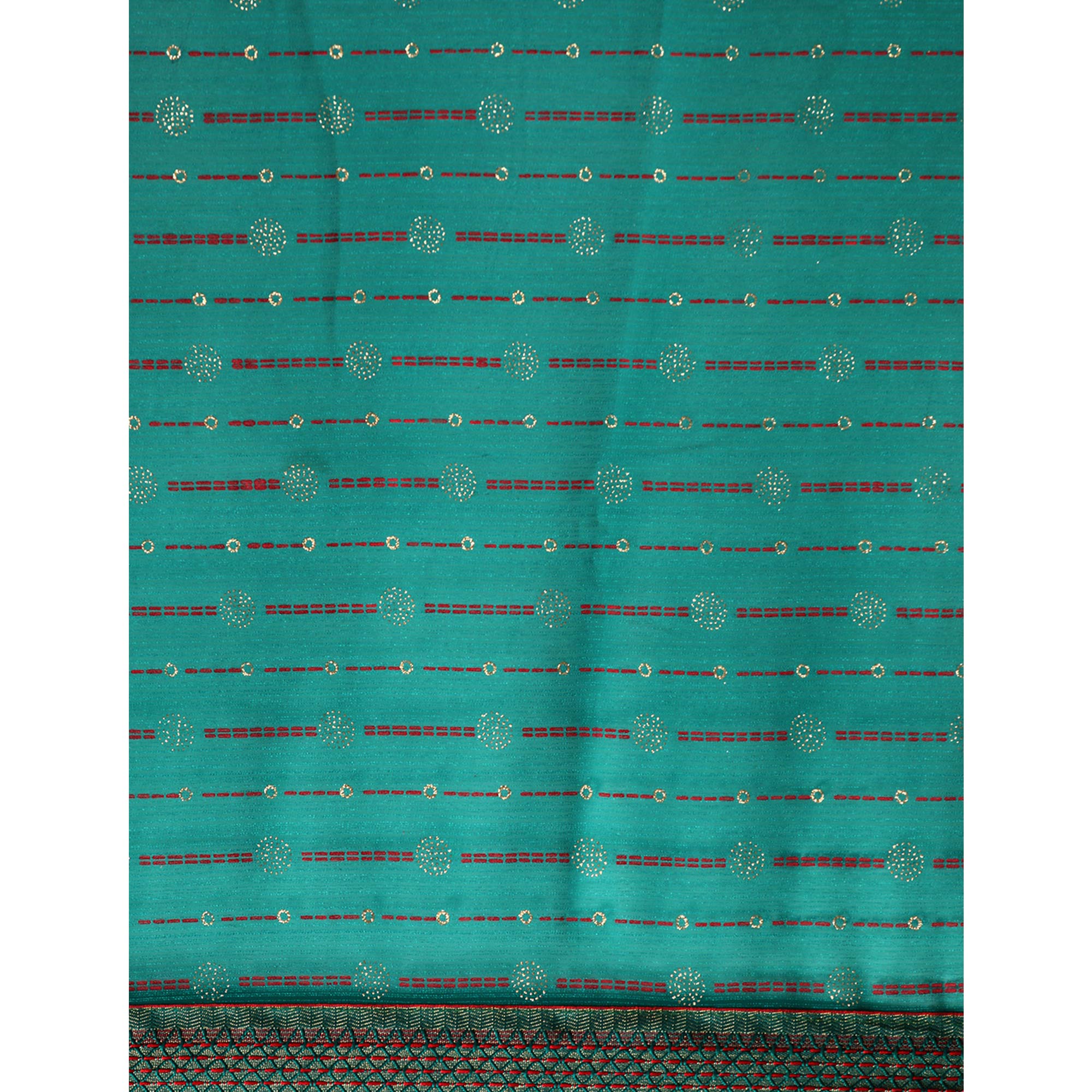 Turquoise Green Foil Printed Zomato Saree