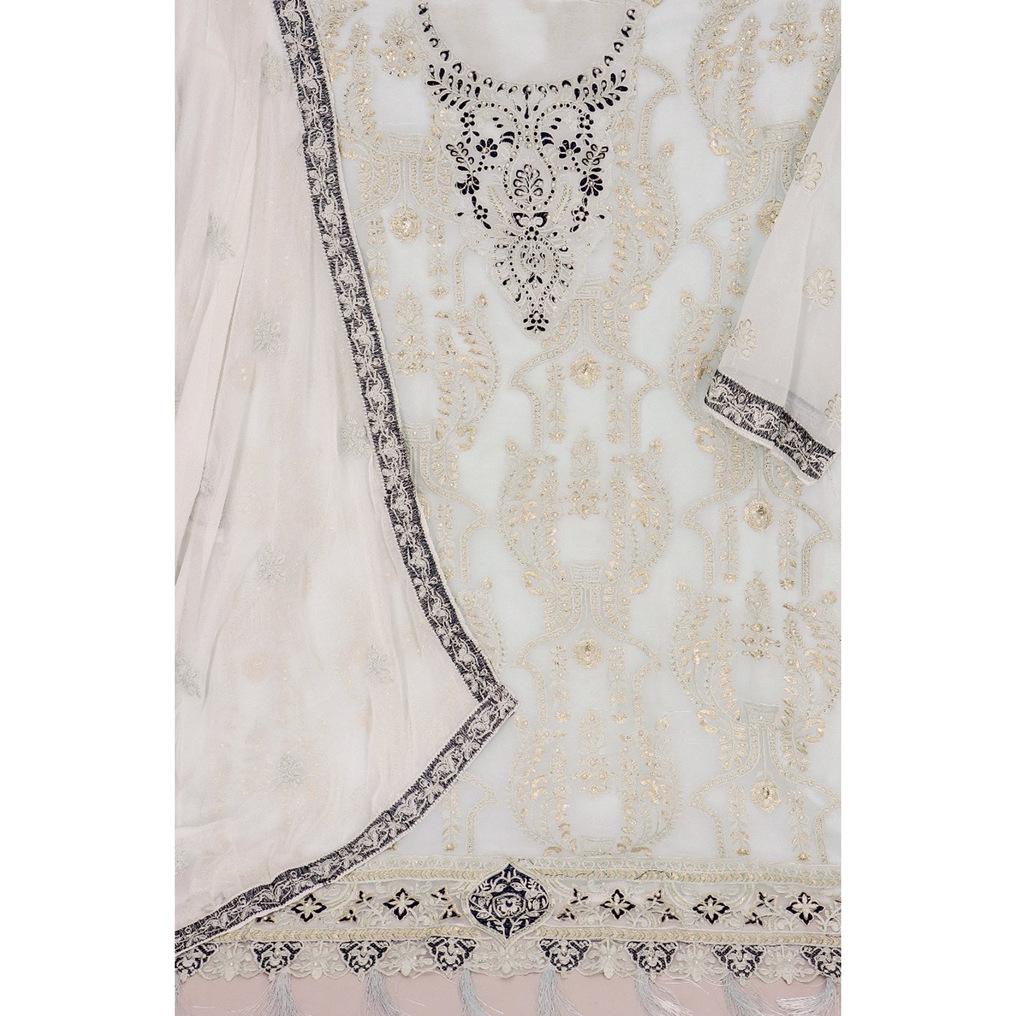 Sky Blue Embroidered Georgette Pakistani Suit