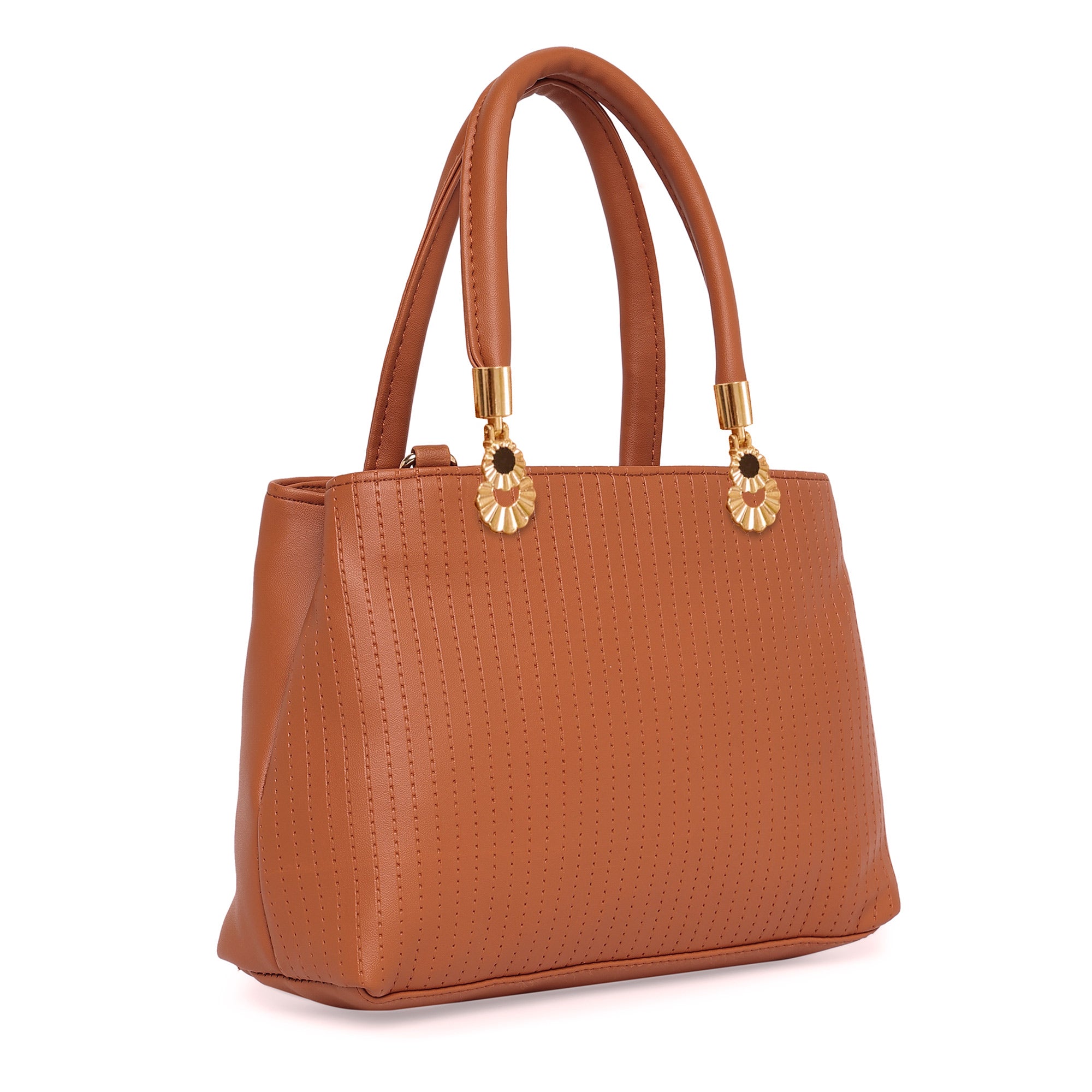 Brown Women Vegan Leather Handbag With Belt