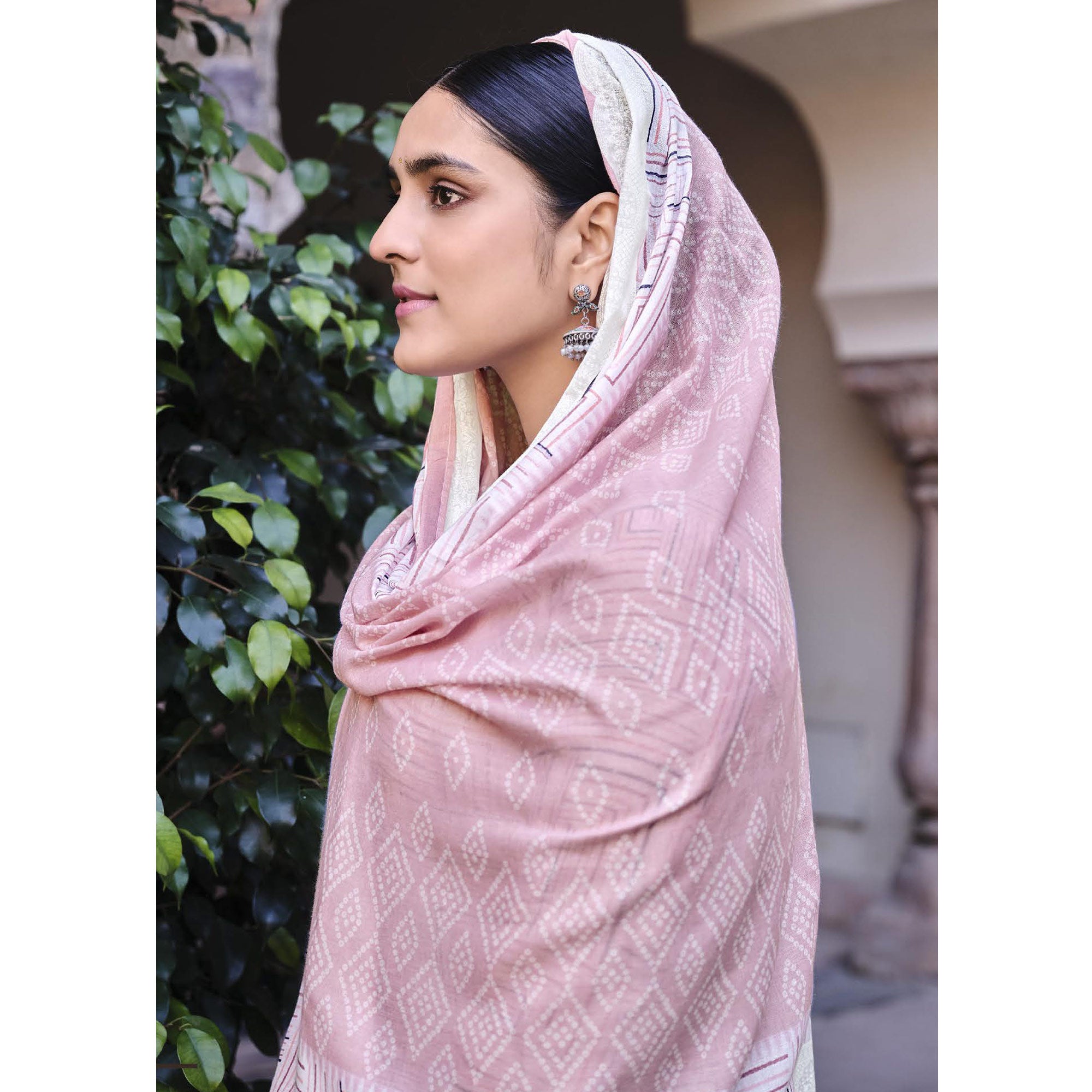 Pink Printed Pure Cotton Salwar Suit