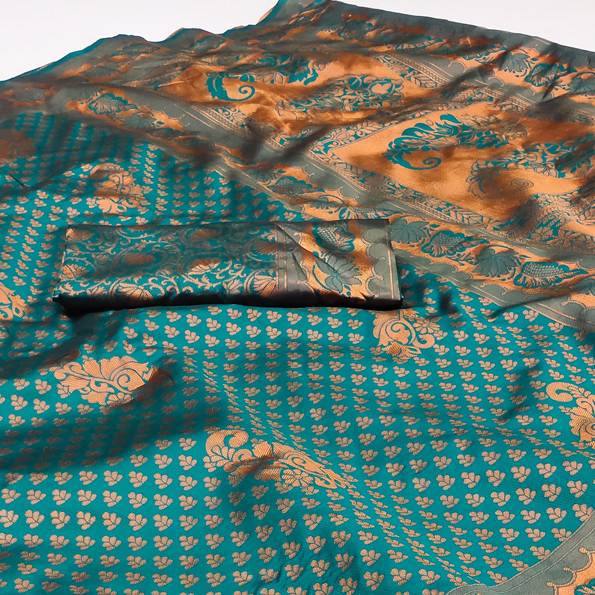 Rama Blue Woven Banarasi Silk Saree