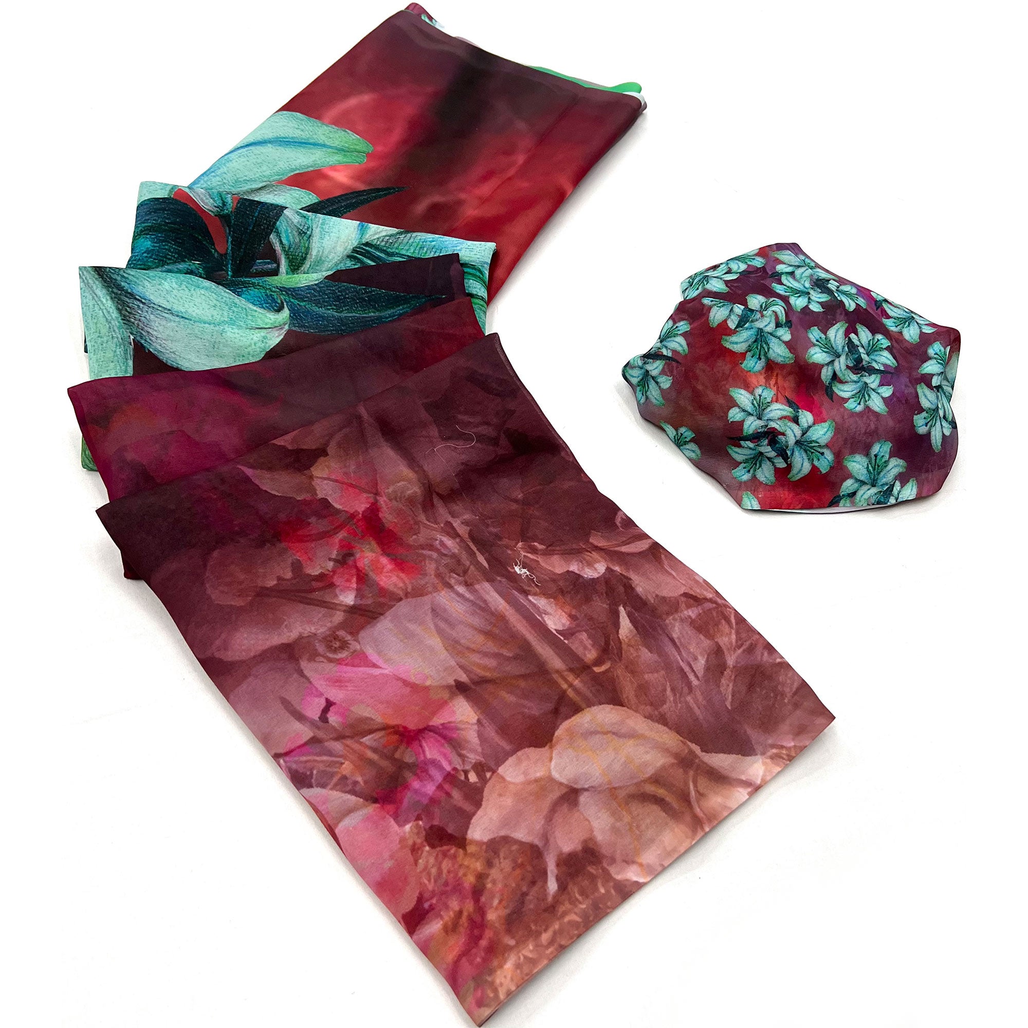 Multicolor Digital Floral Printed Georgette Saree