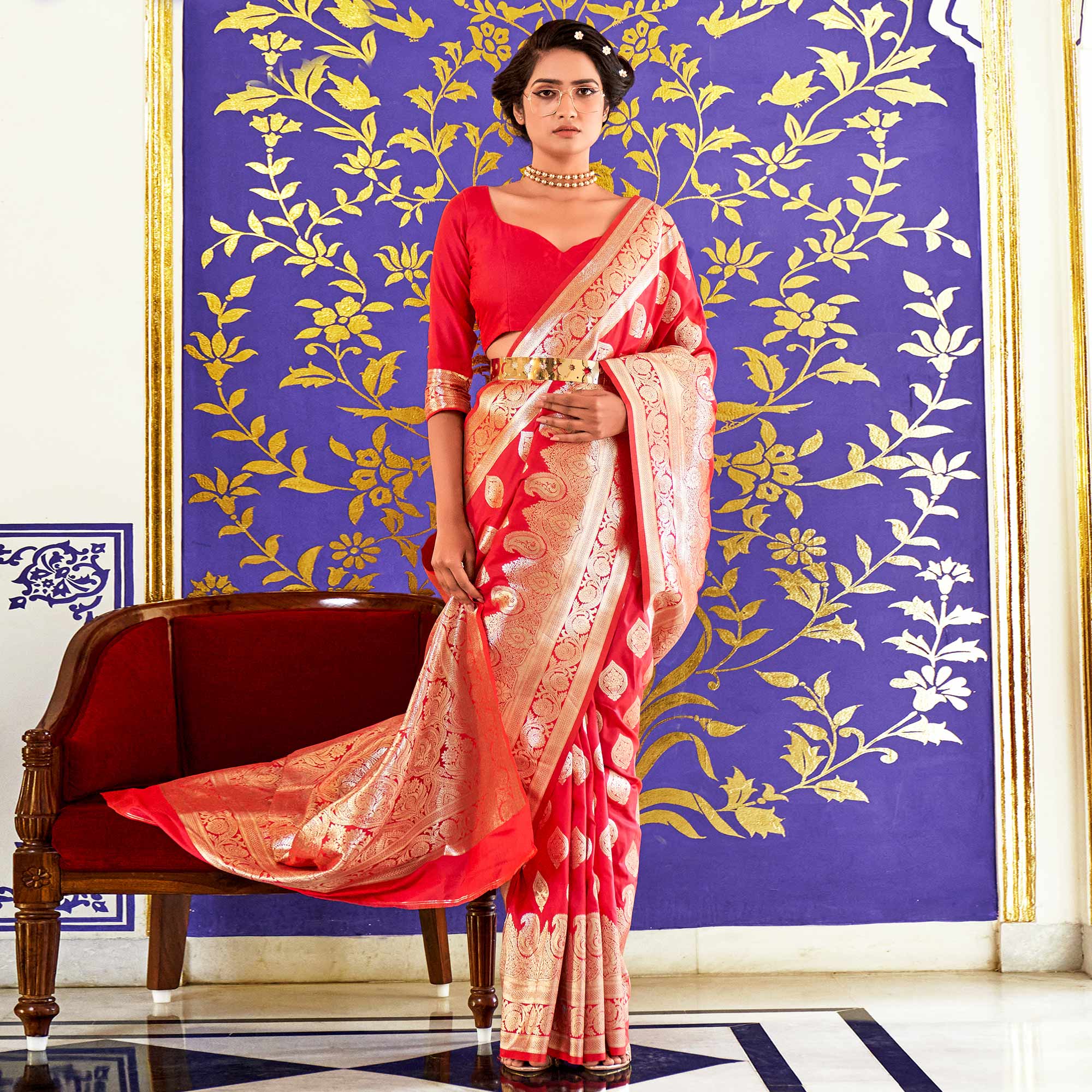 Pink Woven Pure Silk Saree