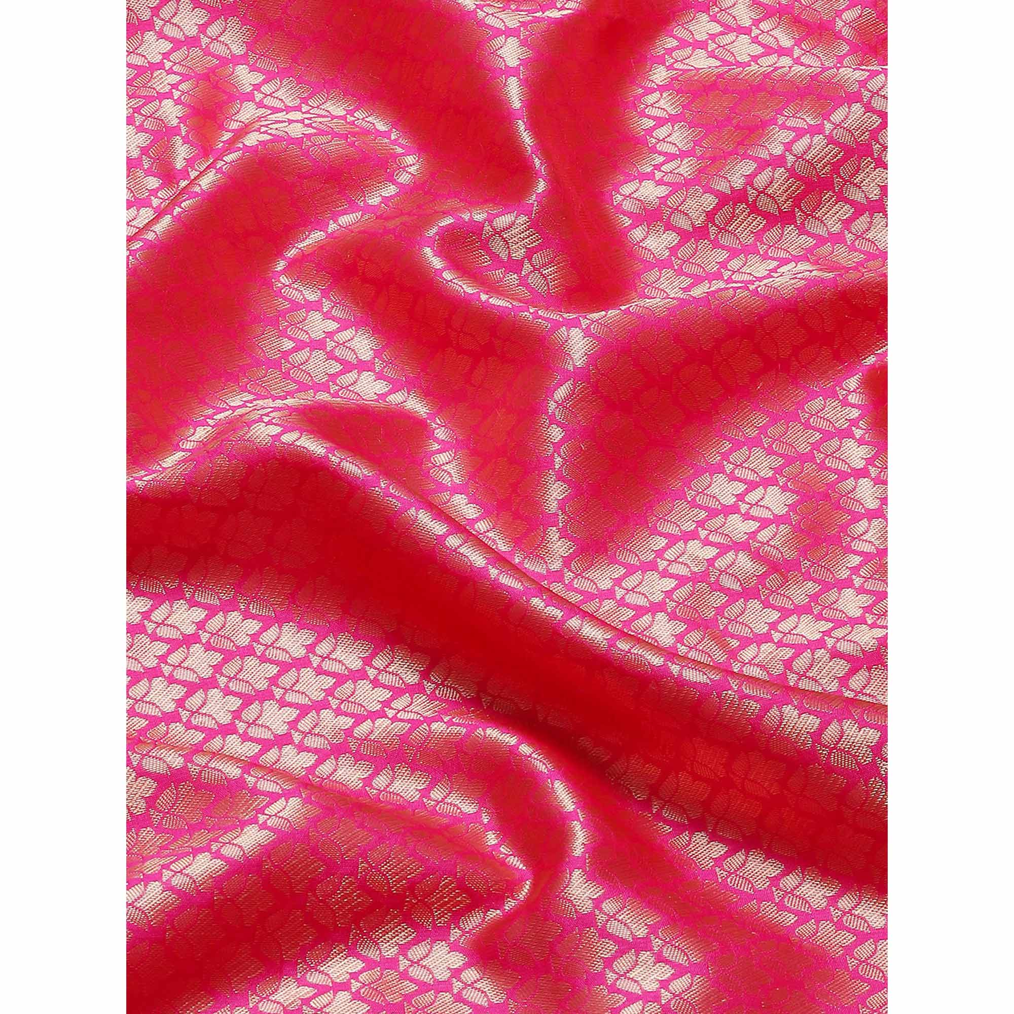 Pink Woven Banarasi Silk Saree