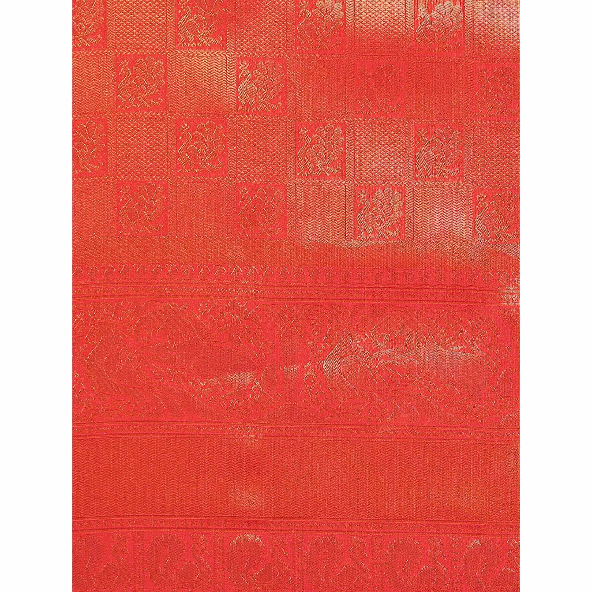 Orange Woven Kanjivaram Silk Saree